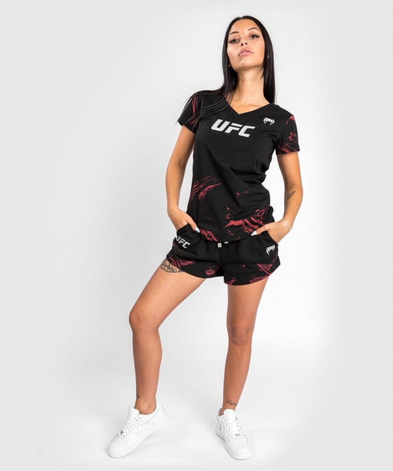 T Shirts Venum UFC Authentic Fight Week 2.0 Corta Sleeve Femme Noir Rouge  | QBN-1984945