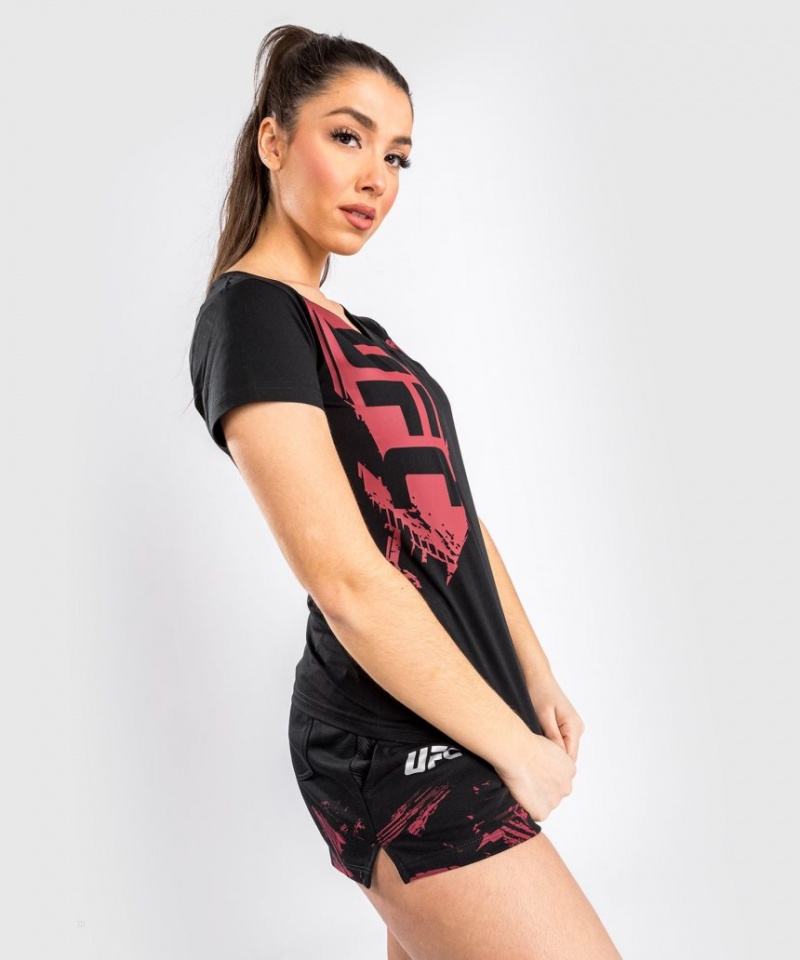 T Shirts Venum UFC Authentic Fight Week 2.0 Corta Sleeve Femme Noir Rouge  | CQP-1505720