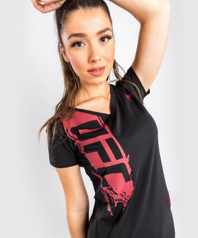 T Shirts Venum UFC Authentic Fight Week 2.0 Corta Sleeve Femme Noir Rouge  | CQP-1505720