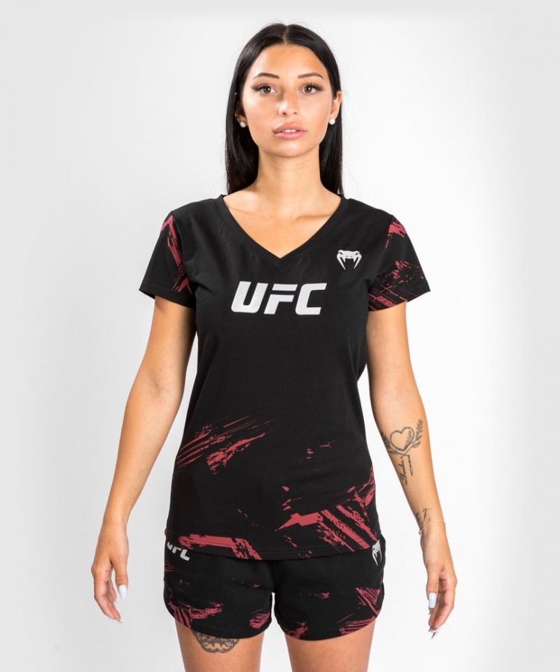 T Shirts Venum UFC Authentic Fight Week 2.0 Corta Sleeve Femme Noir Rouge  | QBN-1984945