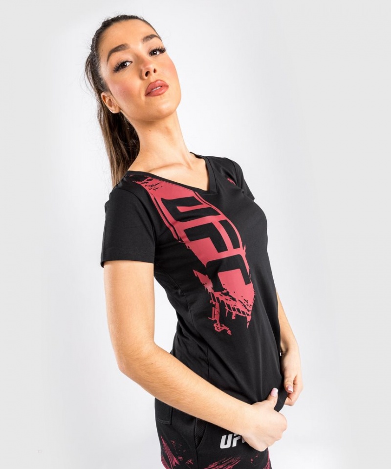 T Shirts Venum UFC Authentic Fight Week 2.0 Corta Sleeve Femme Noir Rouge  | CQP-1505720