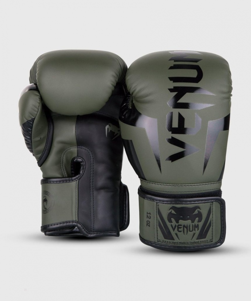 Gants De Boxe Venum Elite Kaki Noir  | BFT-3560865