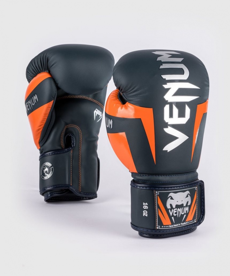 Gants De Boxe Venum Elite Bleu Marine Argent Orange  | HPL-9630067