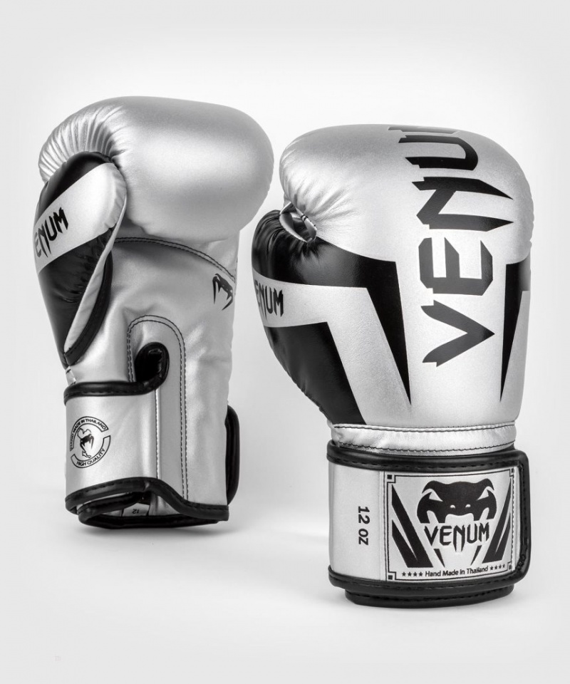 Gants De Boxe Venum Elite Argent Noir  | YBK-2215234