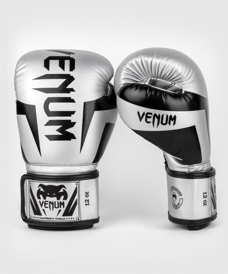 Gants De Boxe Venum Elite Argent Noir  | YBK-2215234