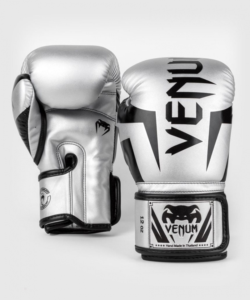 Gants De Boxe Venum Elite Argent Noir  | YBK-2215234