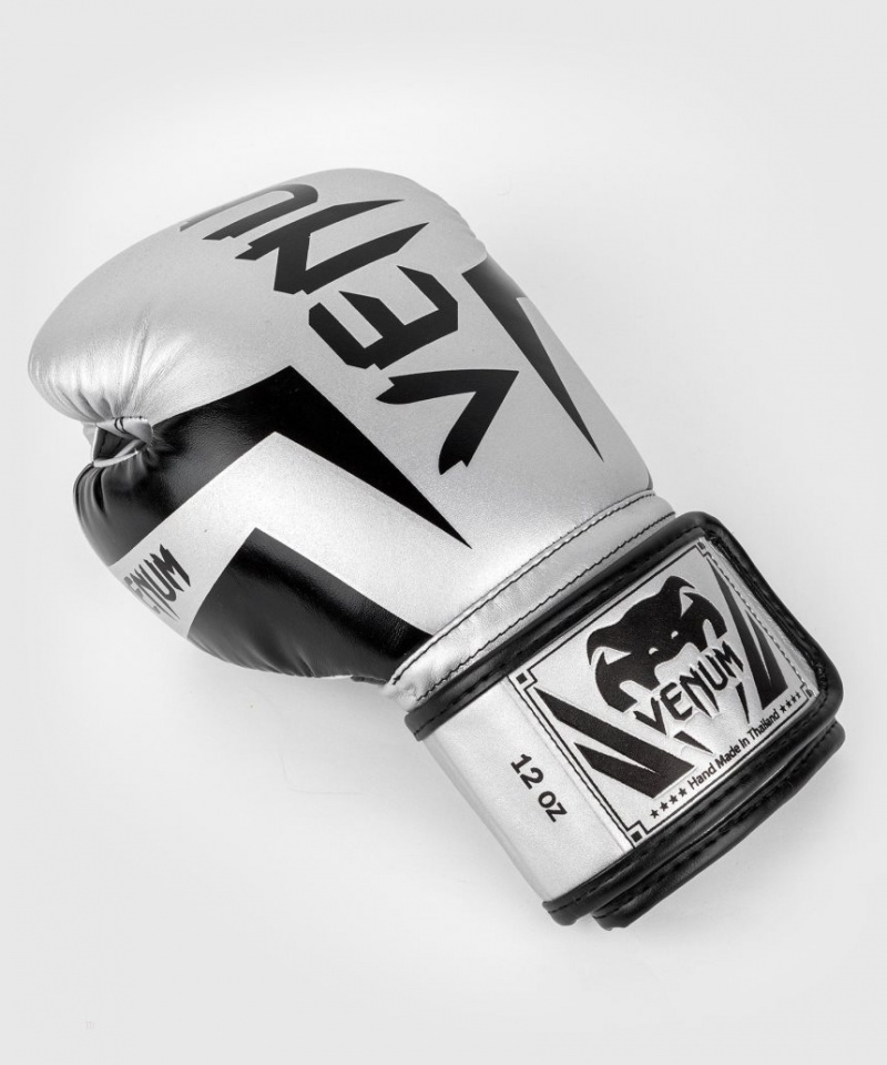 Gants De Boxe Venum Elite Argent Noir  | YBK-2215234