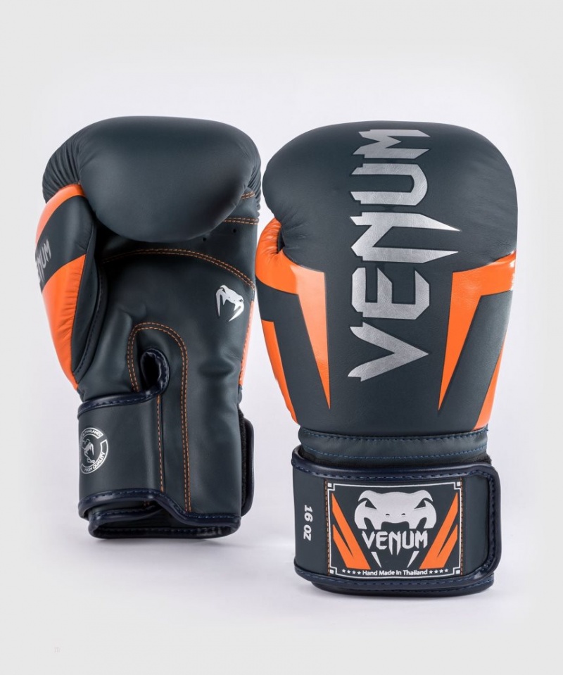 Gants De Boxe Venum Elite Bleu Marine Argent Orange  | PGB-4659129