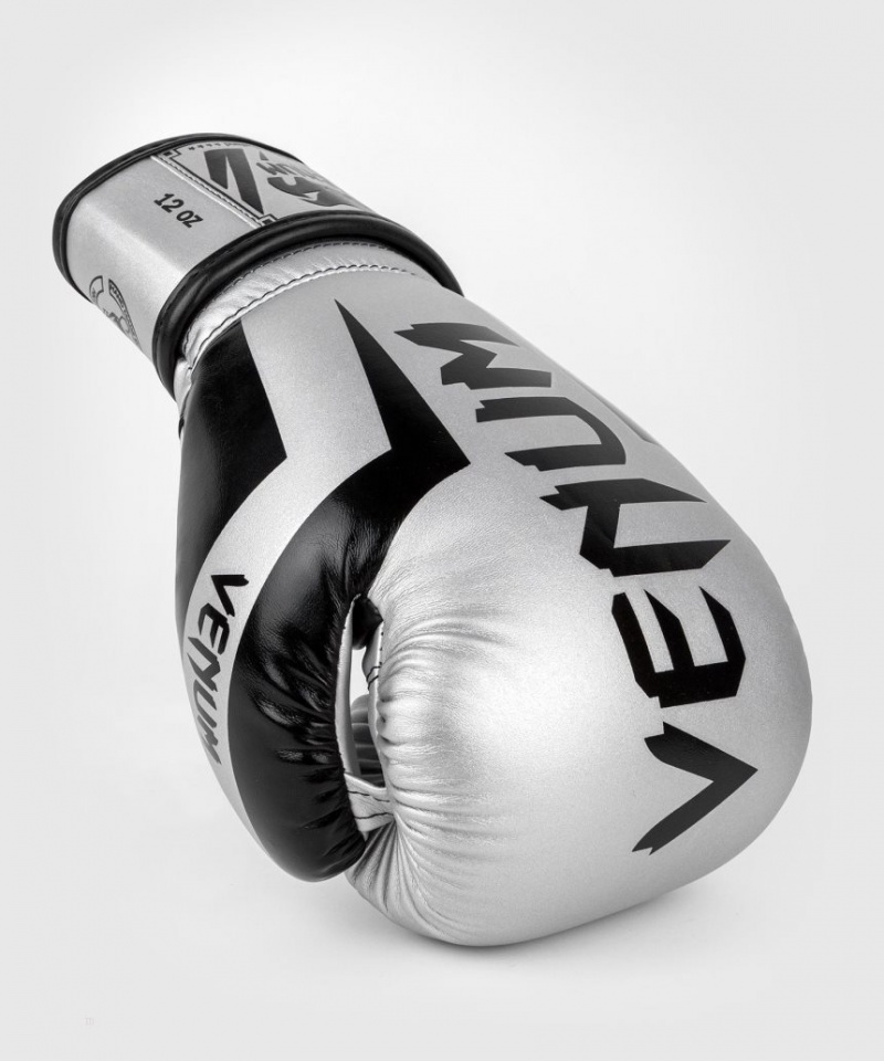 Gants De Boxe Venum Elite Argent Noir  | YBK-2215234