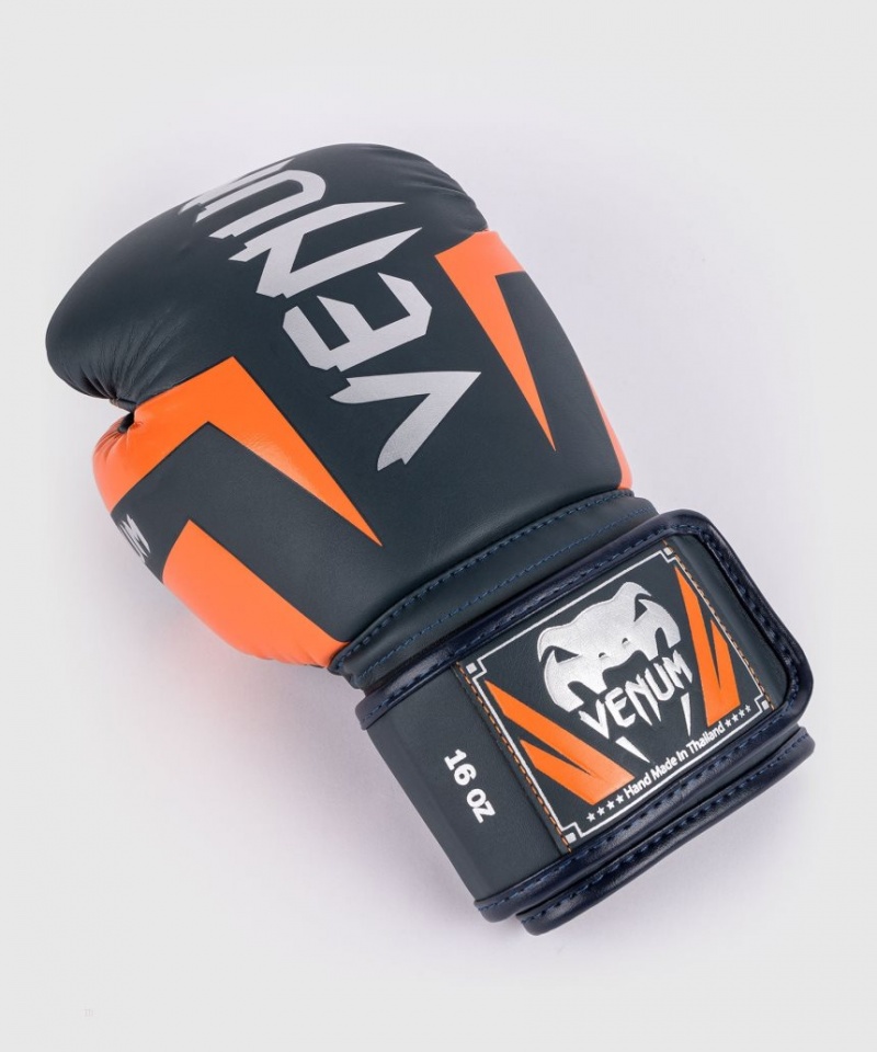 Gants De Boxe Venum Elite Bleu Marine Argent Orange  | PGB-4659129