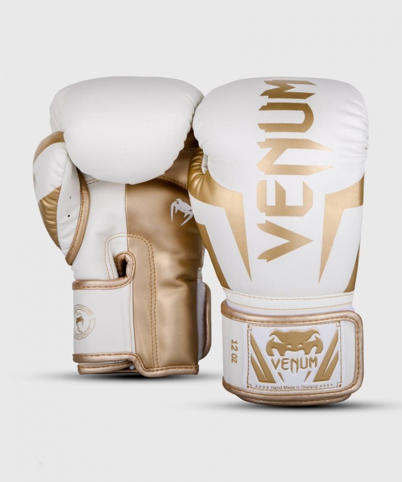 Gants De Boxe Venum Elite Blanche Doré  | CSE-5235610