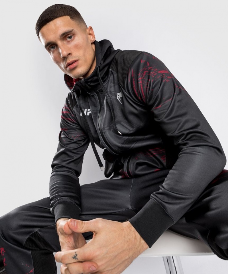 Sweat a Capuche Venum UFC Authentic Fight Week 2.0 Zipped Homme Noir Rouge  | RAC-2122853