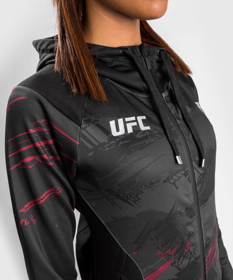 Sweat a Capuche Venum UFC Authentic Fight Week 2.0 Zip Femme Noir Rouge  | EIA-1632351