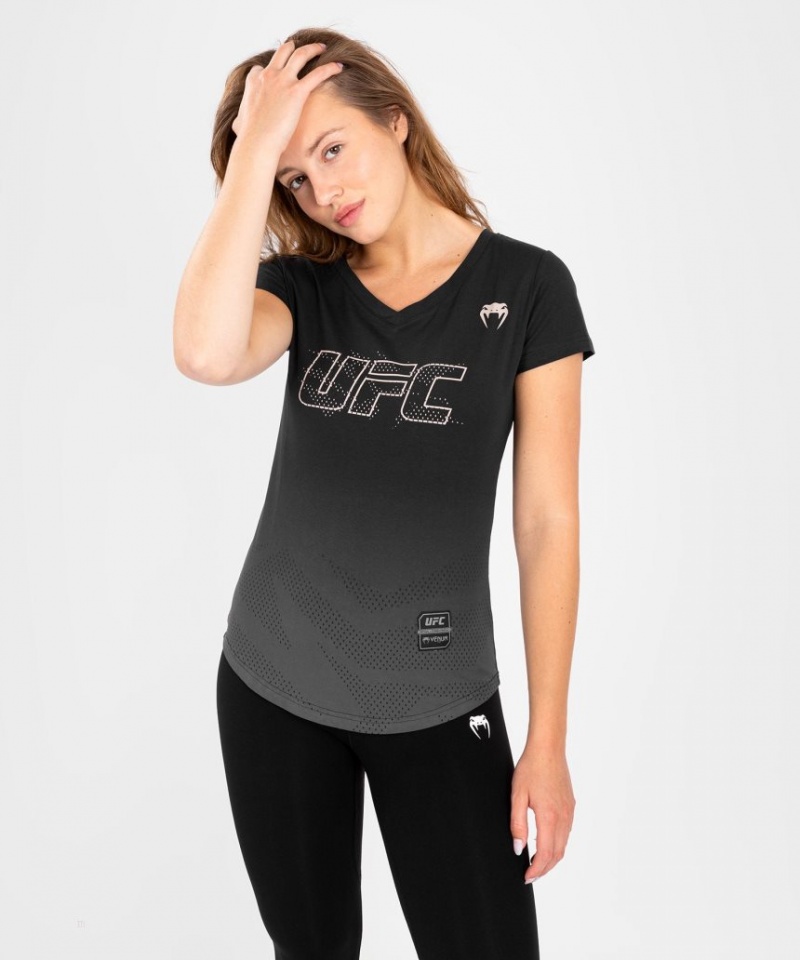 T Shirts Venum UFC Authentic Fight Week Corta Sleeve Femme Noir  | ALH-9757772