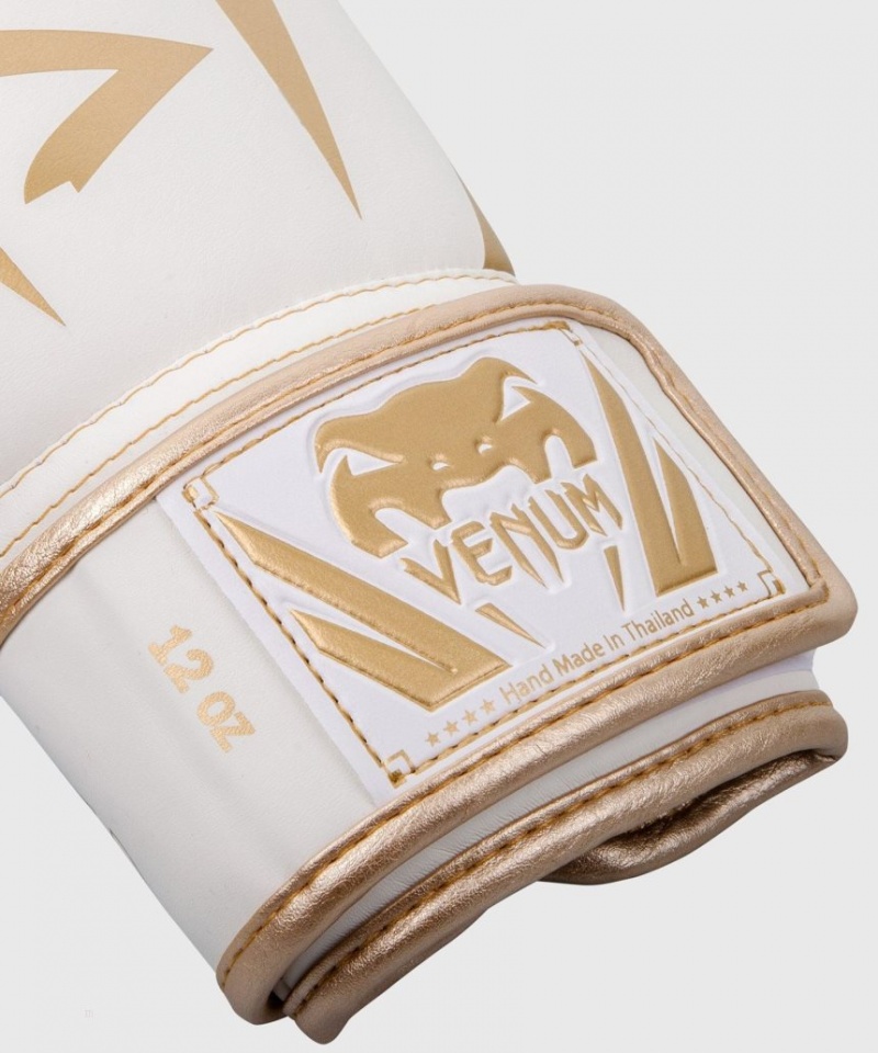 Gants De Boxe Venum Elite Blanche Doré  | CSE-5235610