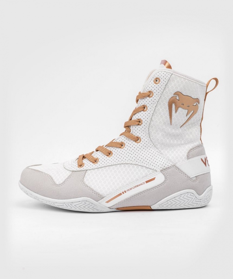 Chaussures De Boxe Venum Elite Homme Blanche Doré  | JMA-7748332