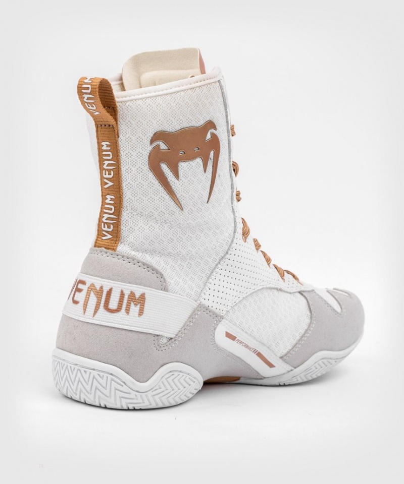 Chaussures De Boxe Venum Elite Homme Blanche Doré  | JMA-7748332