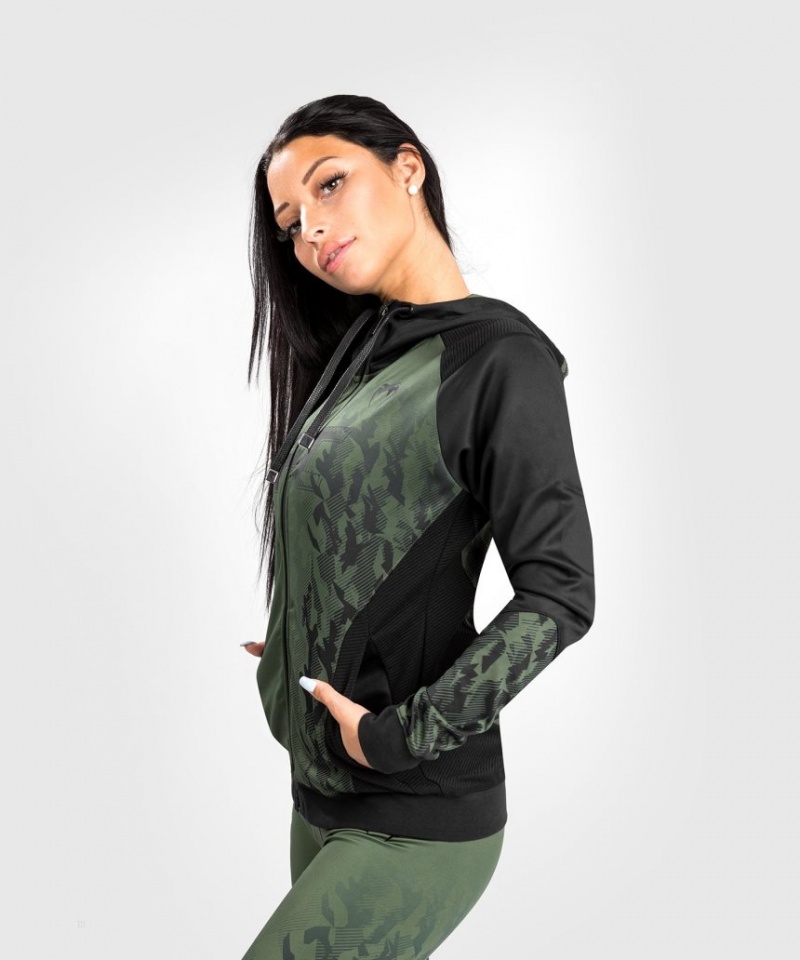 Sweat a Capuche Venum UFC Authentic Fight Week Zip Femme Kaki  | OYH-6218489