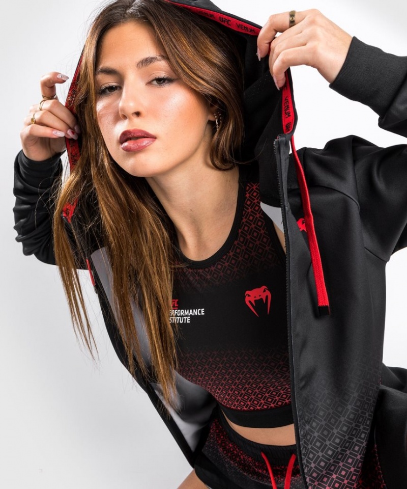 Sweat a Capuche Venum UFC Performance Institute Femme Noir Rouge  | AMN-7749775