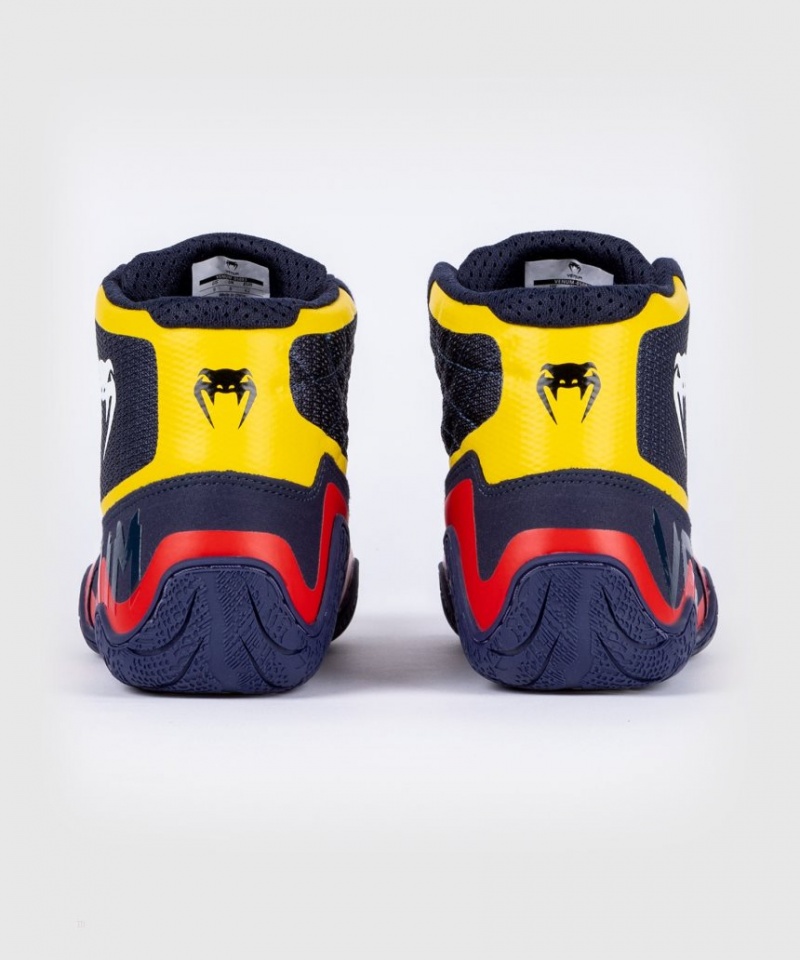 Chaussures De Lutte Venum Elite Homme Bleu Jaune  | ANA-1001218