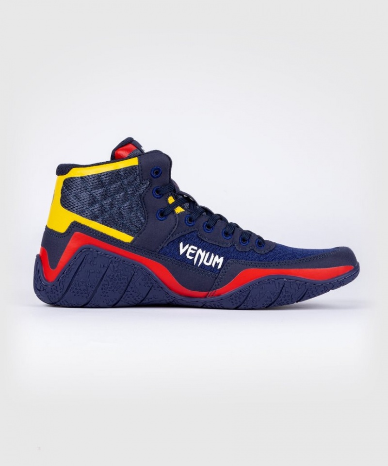 Chaussures De Lutte Venum Elite Homme Bleu Jaune  | ANA-1001218