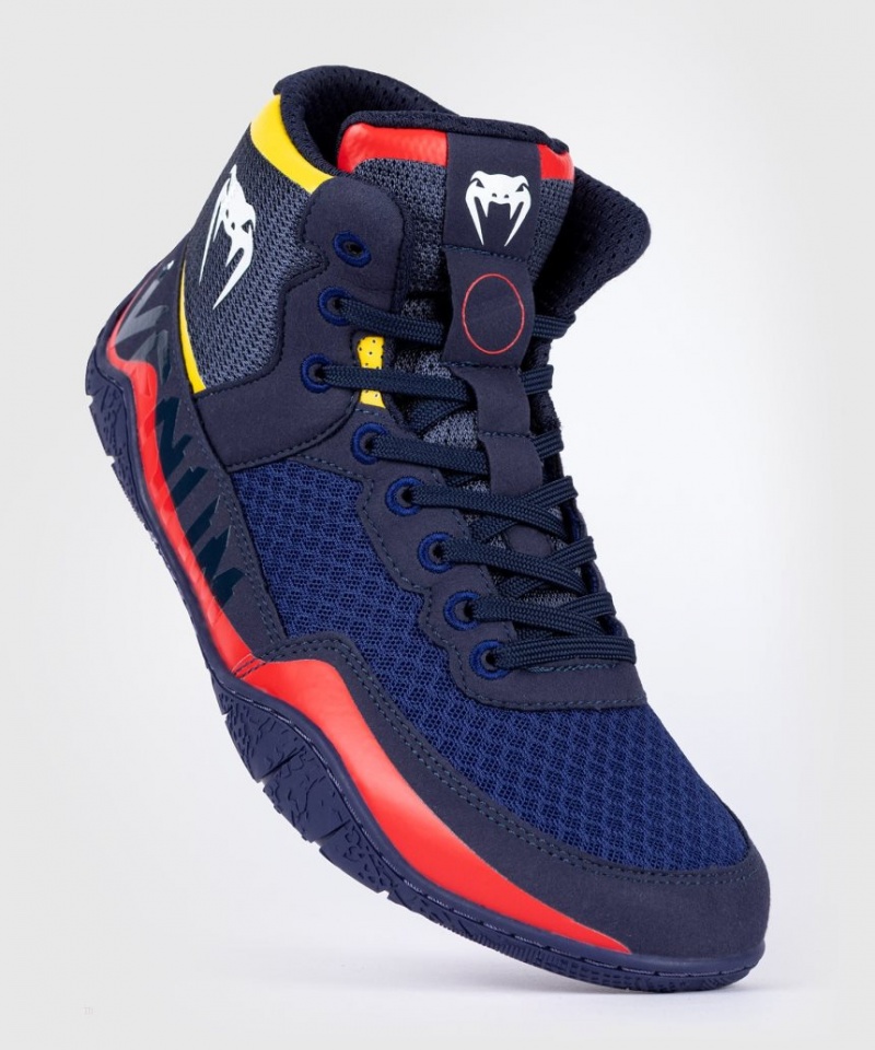 Chaussures De Lutte Venum Elite Homme Bleu Jaune  | ANA-1001218