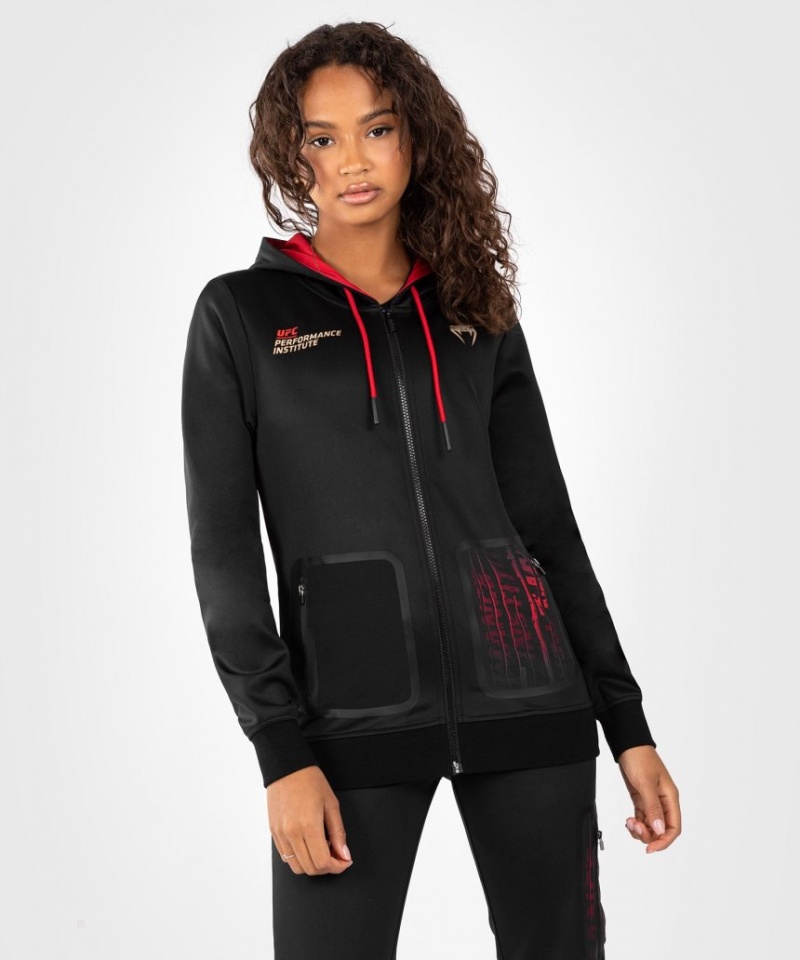 Veste Venum UFC Performance Institute 2.0 Zip Hoodie Femme Noir Rouge  | FHH-0674887