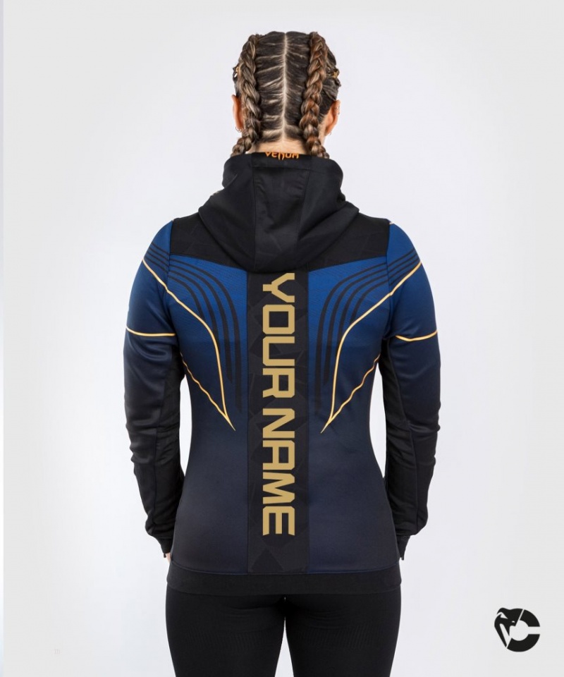 Veste Venum UFC Personalized Authentic Fight Night 2.0 Kit by Walkout Hoodie Femme Bleu Noir  | YZN-1200955