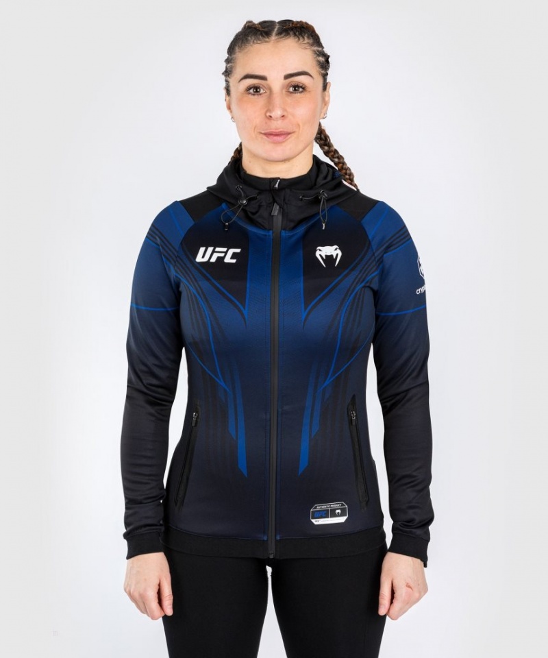 Veste Venum UFC Personalized Authentic Fight Night 2.0 Kit by Walkout Hoodie Femme Bleu Noir  | YMP-6128412