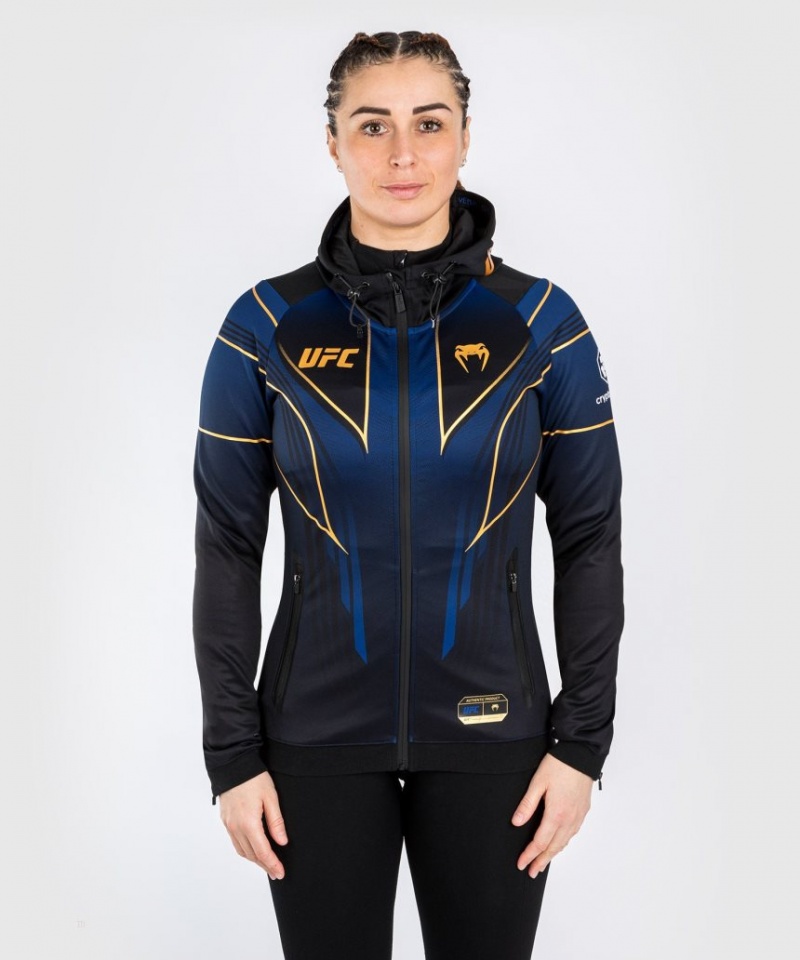 Veste Venum UFC Personalized Authentic Fight Night 2.0 Kit by Walkout Hoodie Femme Bleu Noir  | YZN-1200955