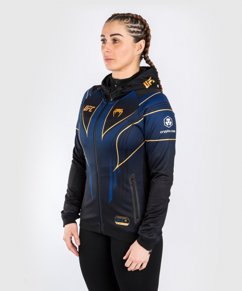 Veste Venum UFC Personalized Authentic Fight Night 2.0 Kit by Walkout Hoodie Femme Bleu Noir  | YZN-1200955