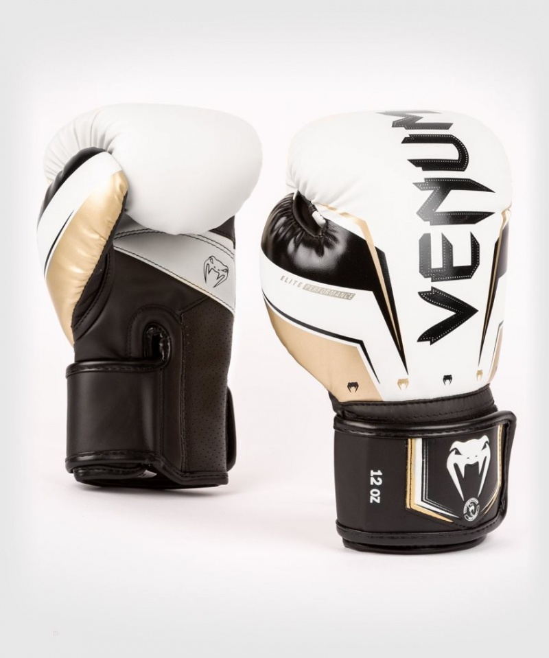 Gants De Boxe Venum Elite Evo Blanche Doré  | TUJ-2166976