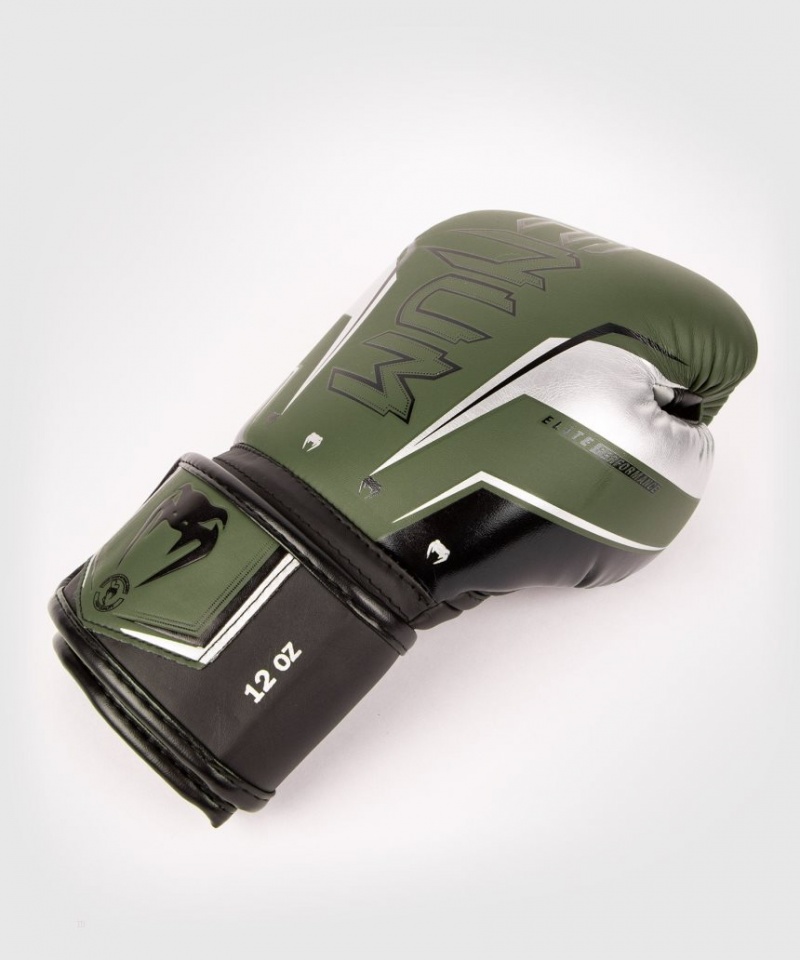 Gants De Boxe Venum Elite Evo Kaki Argent  | RIK-0026302