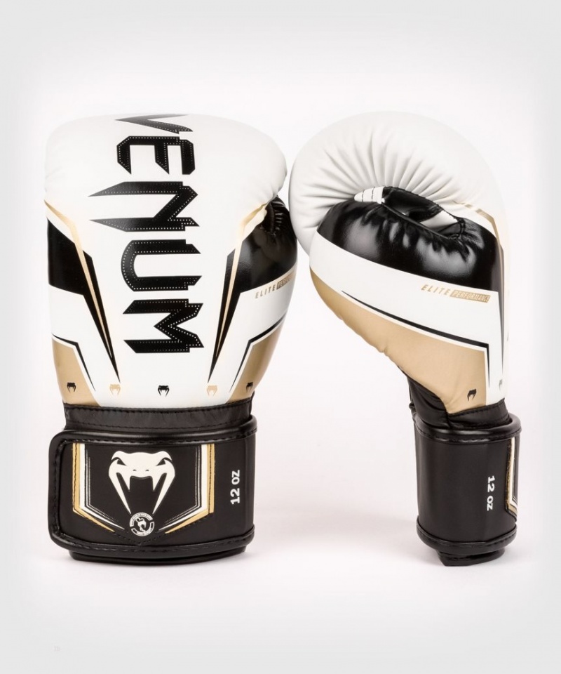 Gants De Boxe Venum Elite Evo Blanche Doré  | TUJ-2166976