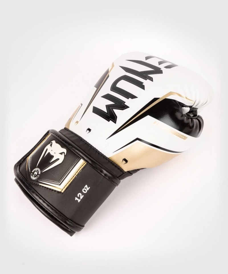 Gants De Boxe Venum Elite Evo Blanche Doré  | TUJ-2166976