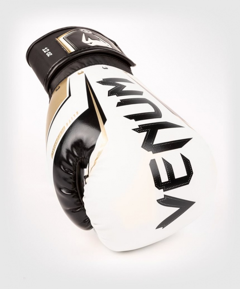 Gants De Boxe Venum Elite Evo Blanche Doré  | TUJ-2166976