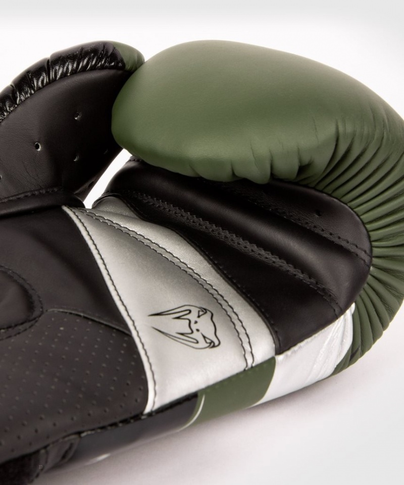 Gants De Boxe Venum Elite Evo Kaki Argent  | RIK-0026302