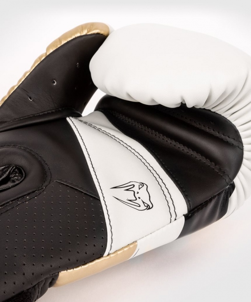 Gants De Boxe Venum Elite Evo Blanche Doré  | TUJ-2166976