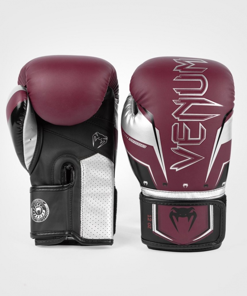 Gants De Boxe Venum Elite Evo Bordeaux Argent  | SSH-6209087