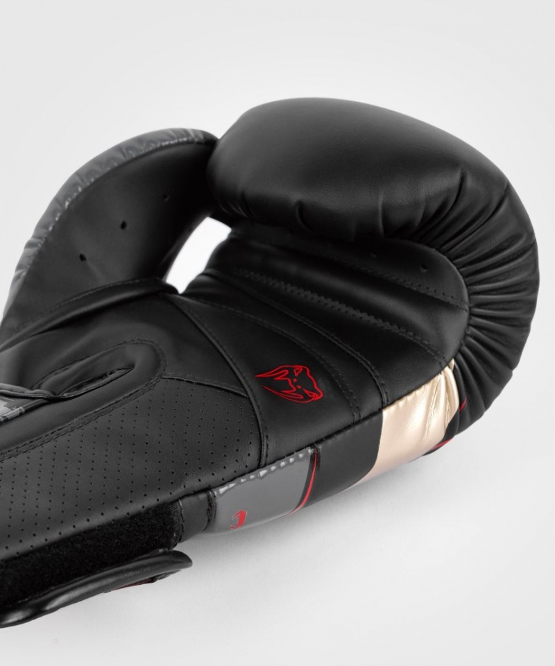 Gants De Boxe Venum Elite Evo Noir Doré Rouge  | YTM-0614362