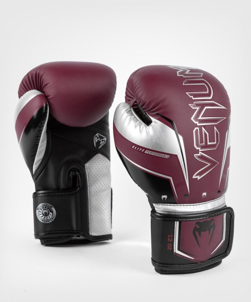 Gants De Boxe Venum Elite Evo Bordeaux Argent  | SSH-6209087