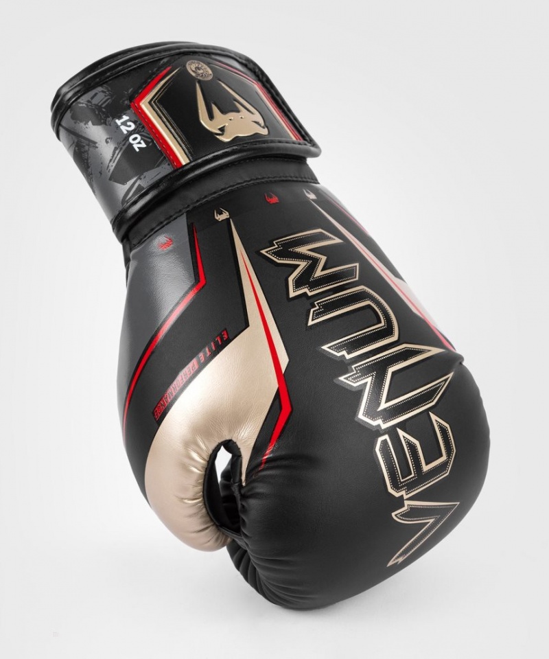 Gants De Boxe Venum Elite Evo Noir Doré Rouge  | YTM-0614362