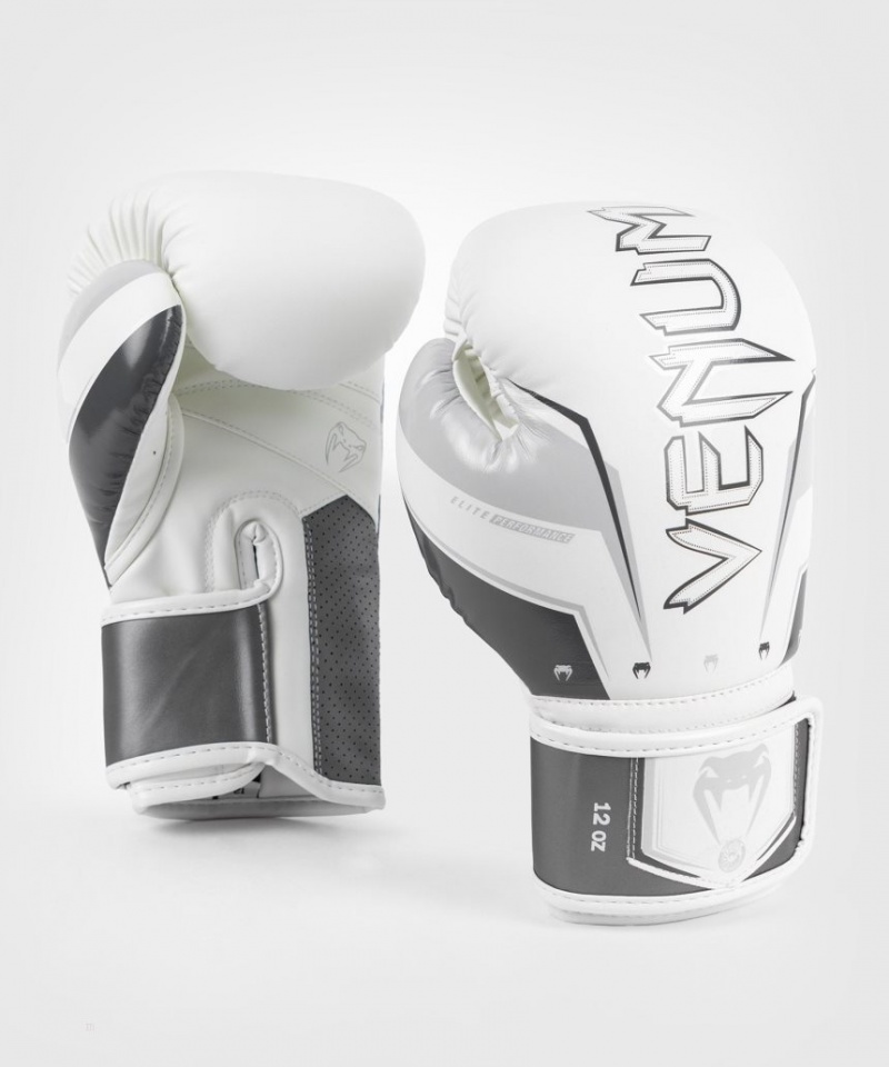 Gants De Boxe Venum Elite Evo Grise Blanche  | ZRL-4206561