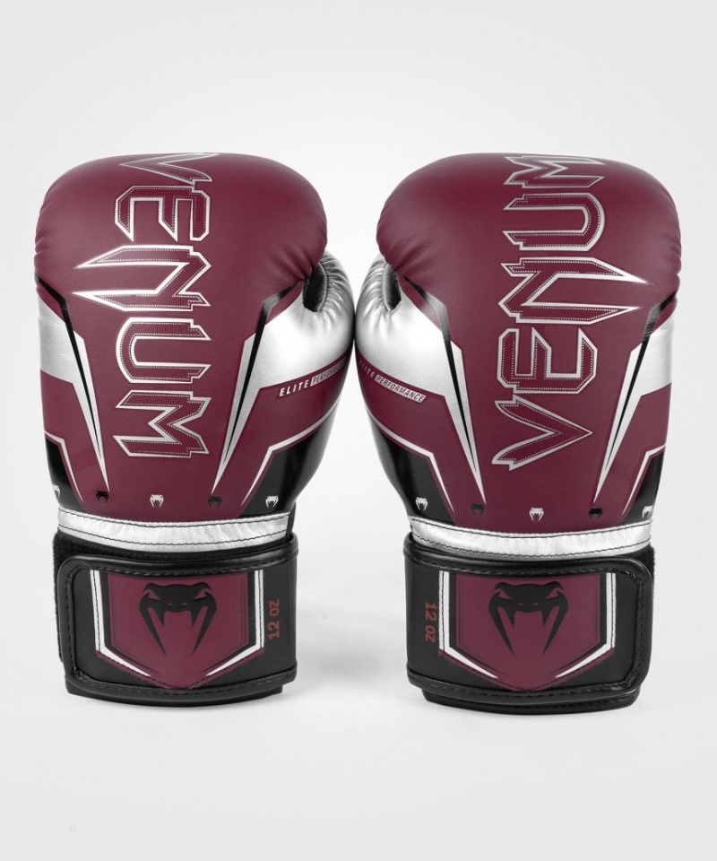 Gants De Boxe Venum Elite Evo Bordeaux Argent  | SSH-6209087