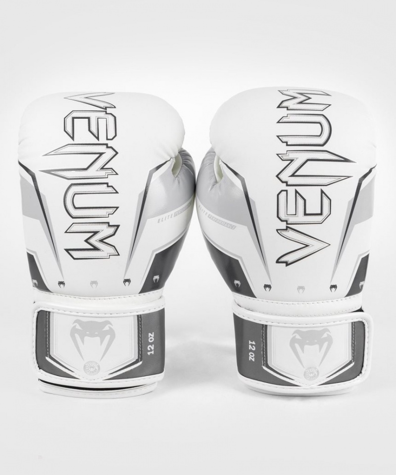 Gants De Boxe Venum Elite Evo Grise Blanche  | ZRL-4206561