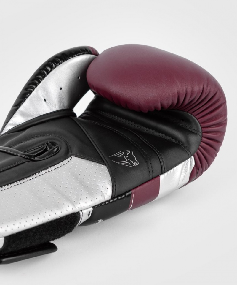 Gants De Boxe Venum Elite Evo Bordeaux Argent  | SSH-6209087