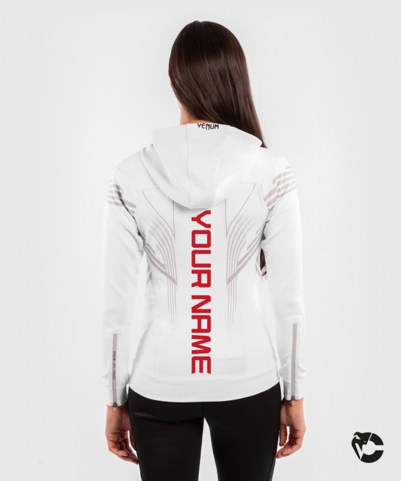 Sweat a Capuche Venum UFC Personalized Authentic Fight Night Walkout Femme Blanche  | AAW-8130204