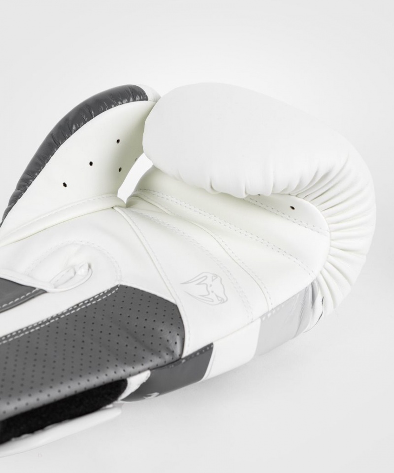 Gants De Boxe Venum Elite Evo Grise Blanche  | IHR-2582674