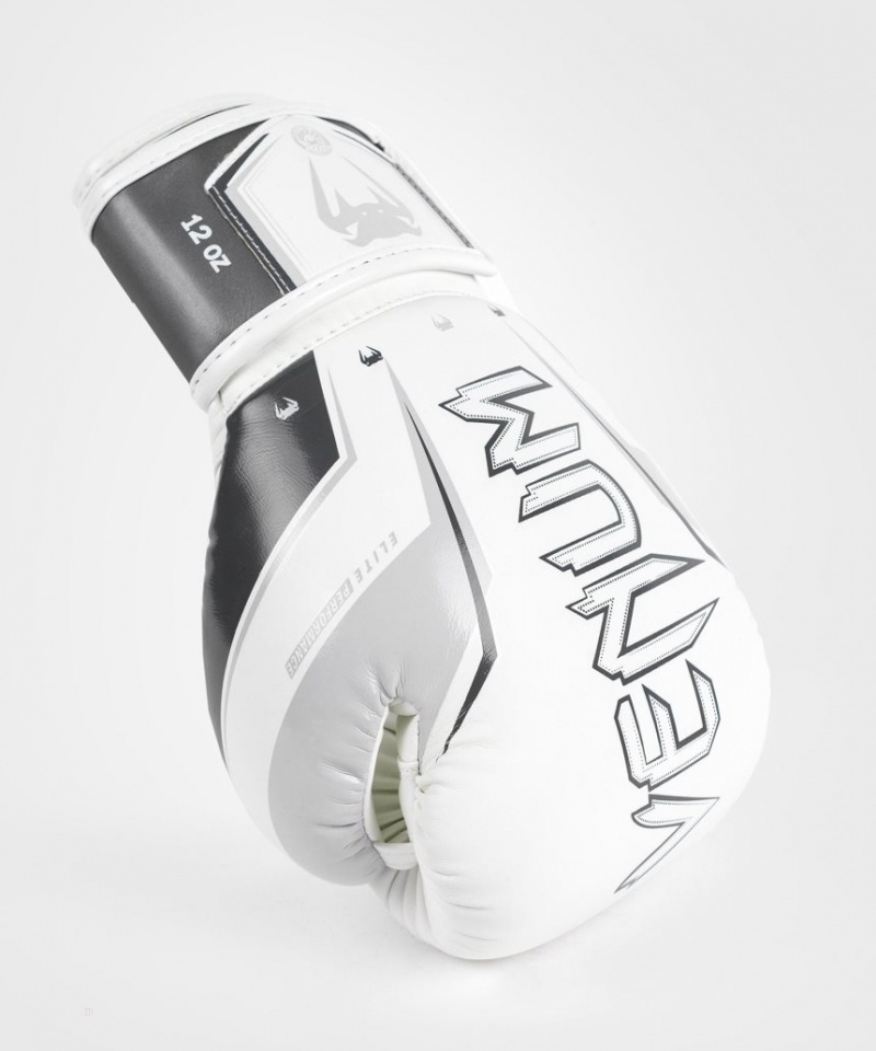 Gants De Boxe Venum Elite Evo Grise Blanche  | IHR-2582674