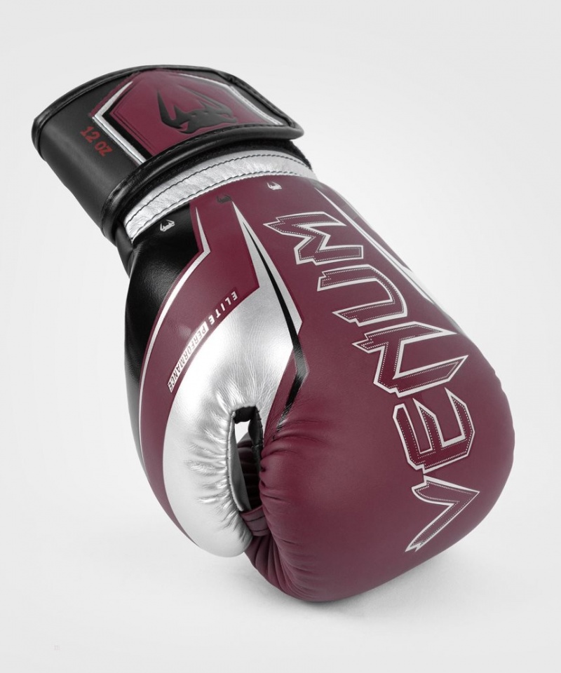 Gants De Boxe Venum Elite Evo Bordeaux Argent  | SSH-6209087